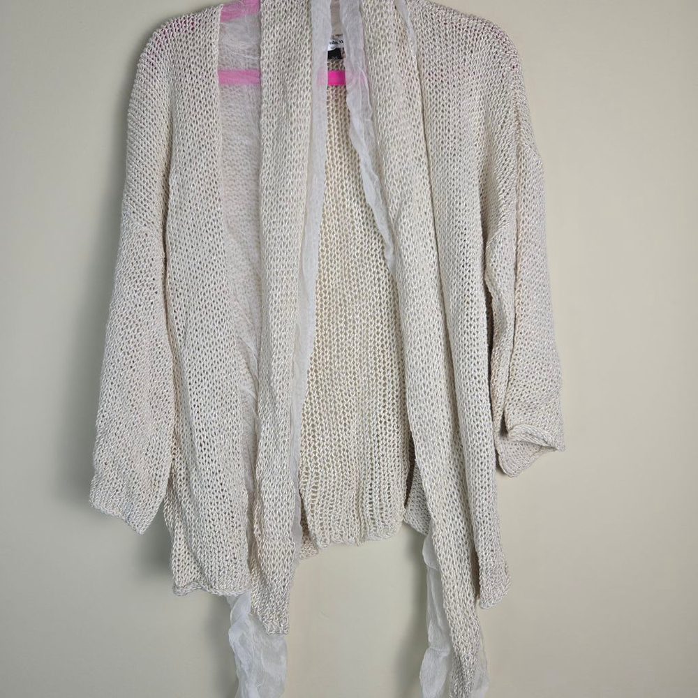 Women's Double U Beige & White Knit Cardigan M - Picture 9 of 12